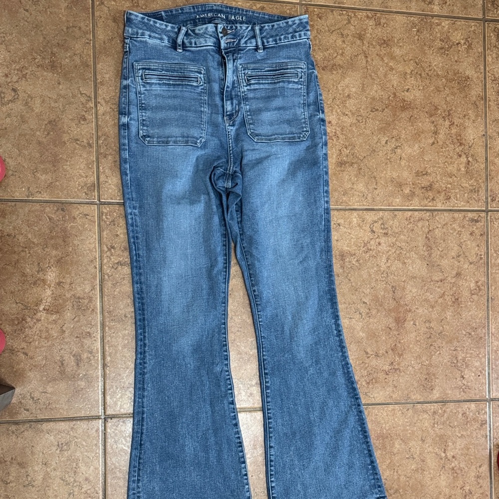 American Eagle Outfitters Women's Flare Blue Jeans